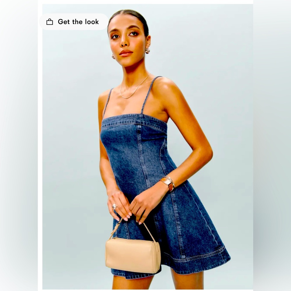 Reformation Elma Denim Mini Dress Black - Size 0